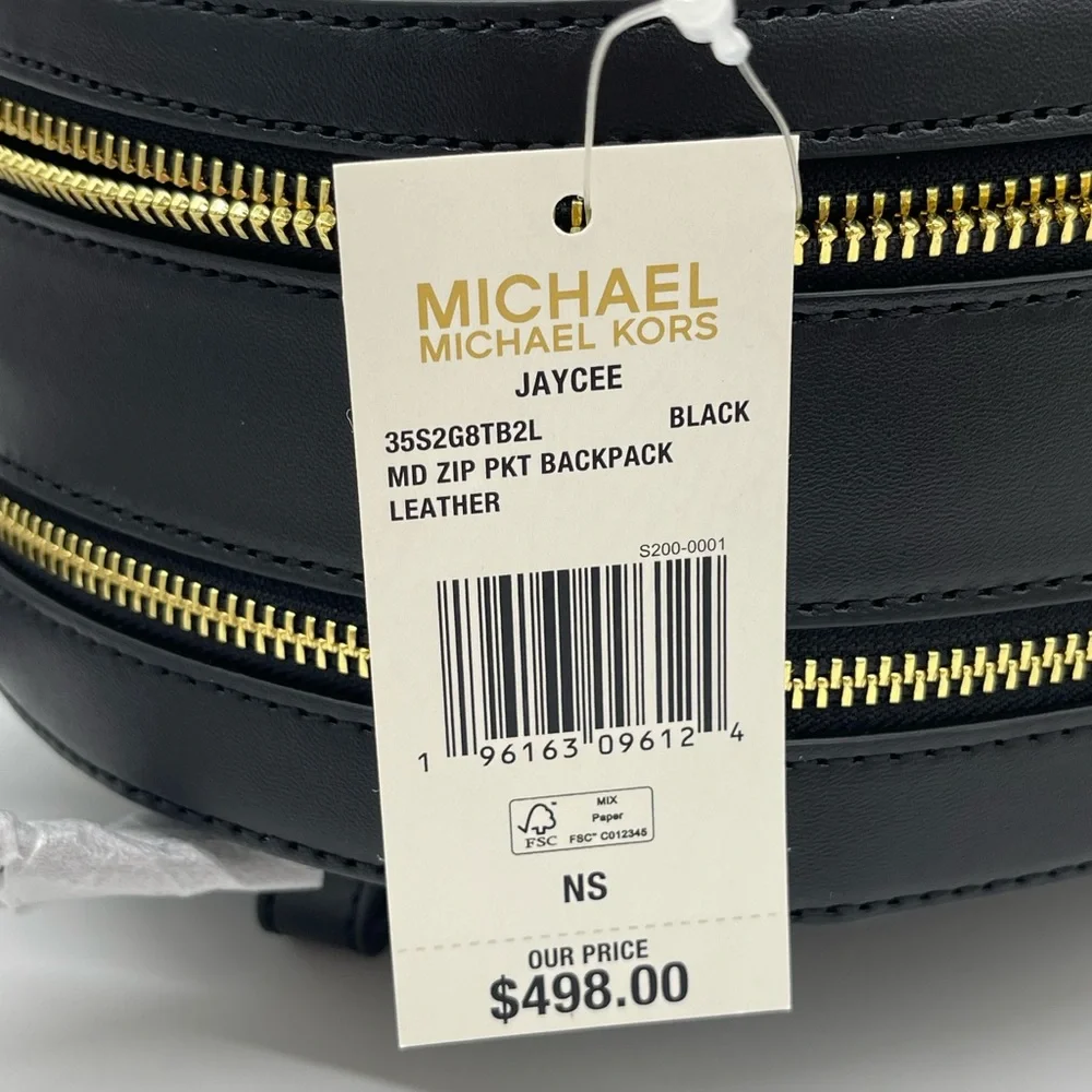 Michael Kors Jaycee Medium Pebbled Leather Backpack Black - Picture 12 of 12